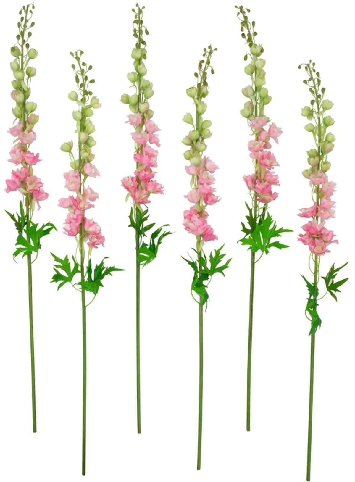 Set of 6 Pink Delphinium Artificial Floral Stems  40"