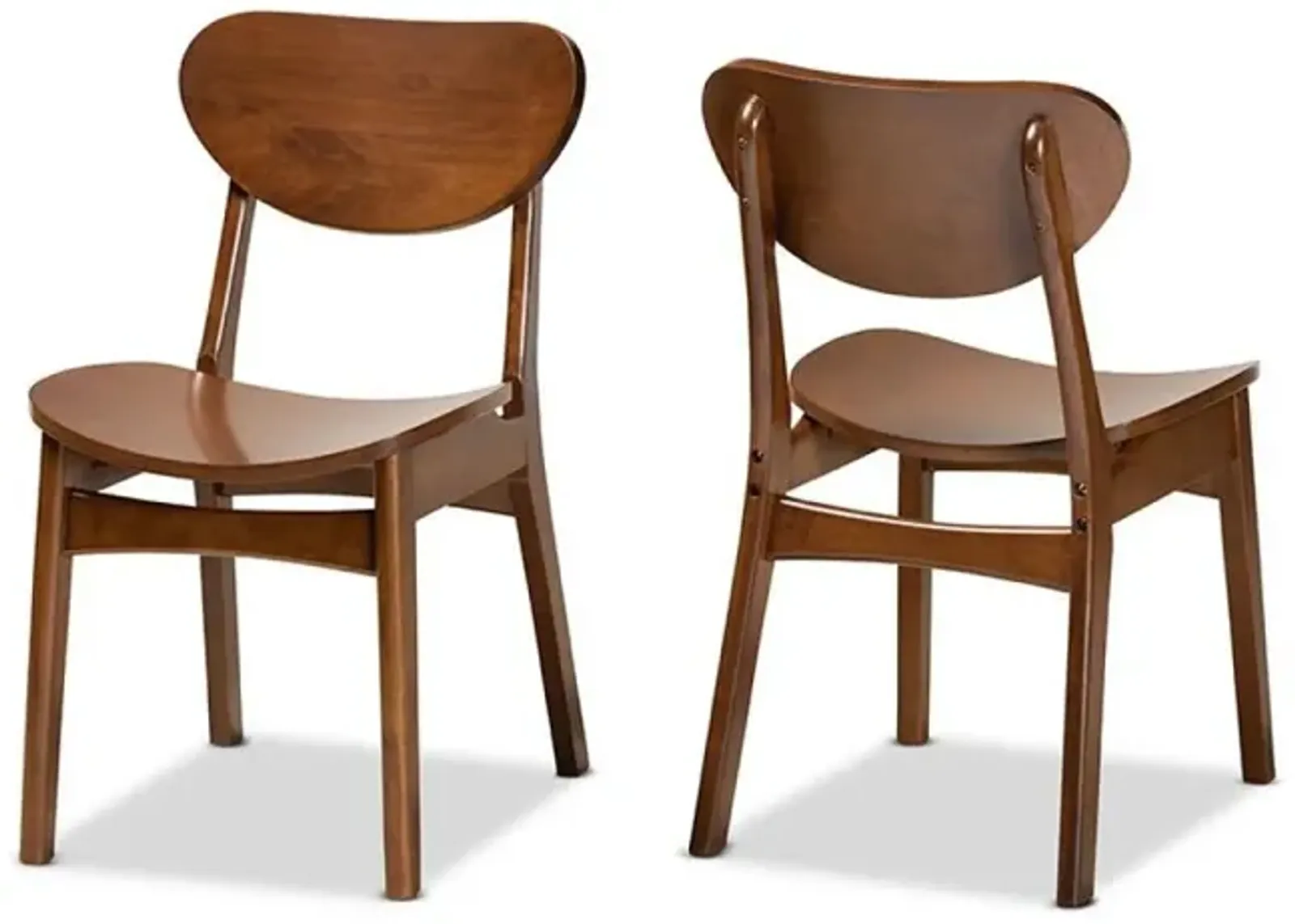 Katya Mid-Century Modern Walnut Brown Finished Wood 2-Piece Dining Chair Set