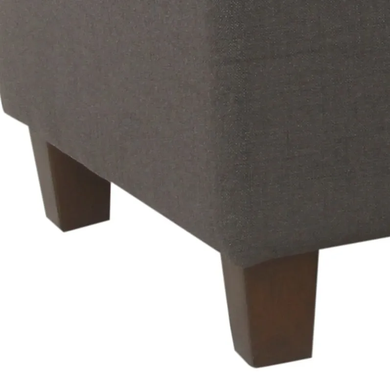 Fabric Upholstered Button Tufted Wooden Bench With Hinged Storage, Dark Gray and Brown - Benzara