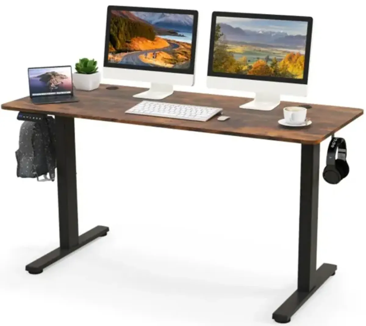 Hivvago 55 x 24 Inches Sit Stand Home Office Desk with 3 Memory Height Settings