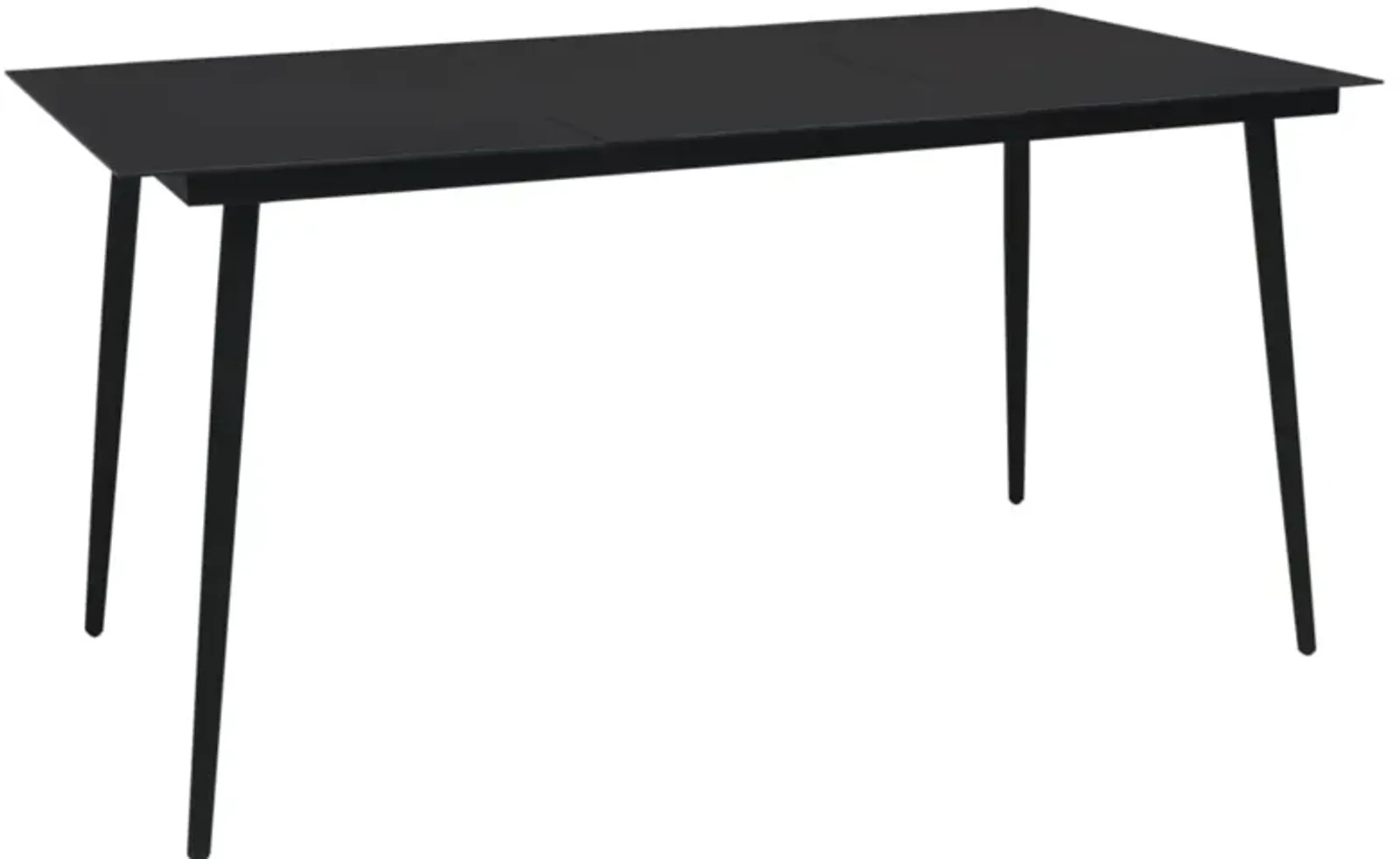 vidaXL Garden Dining Table Black 59.1"x31.5"x29.1" Steel and Glass