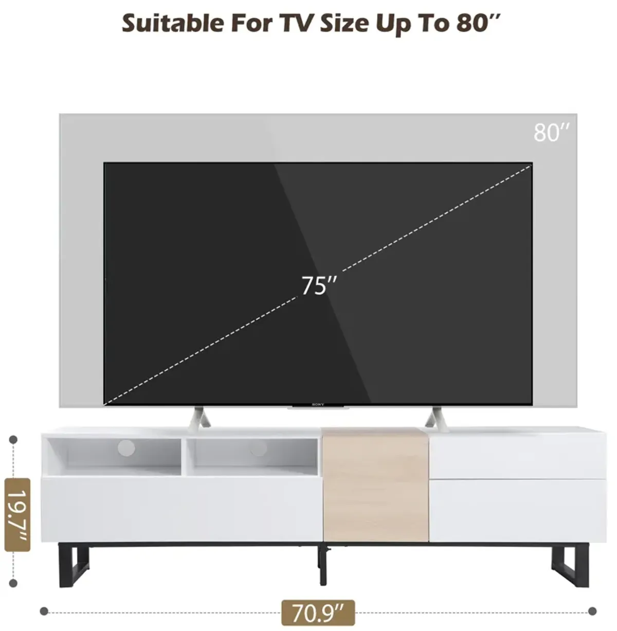 MeraxModern Media Console Table TV Stand