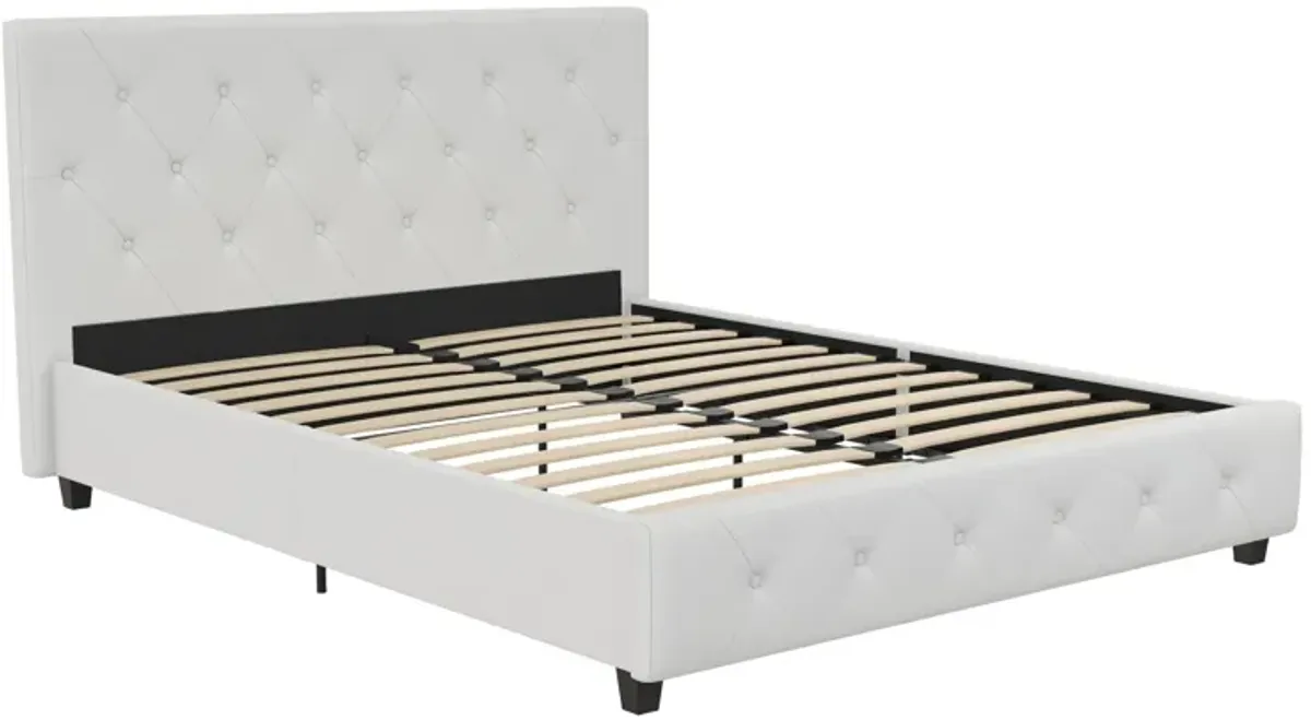 Atwater Living Dana Upholstered Bed, Full, White Faux Leather