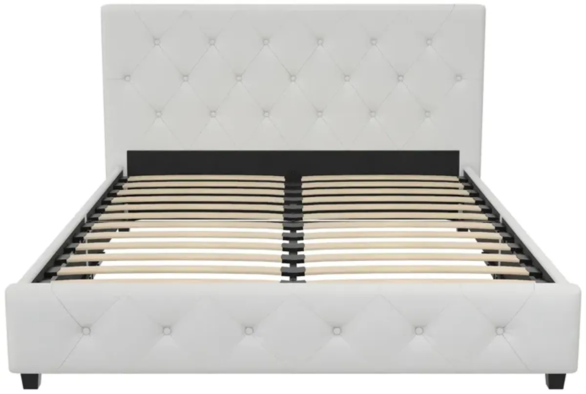 Atwater Living Dana Upholstered Bed, Full, White Faux Leather