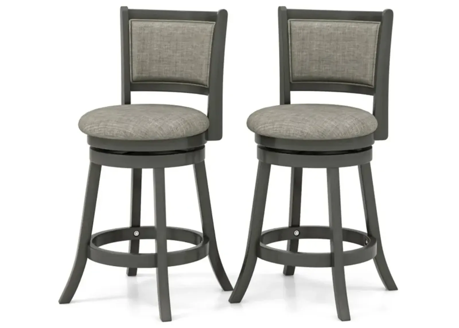 Hivvago Swivel Bar Stools Set of 2 with Soft-padded Back and Seat