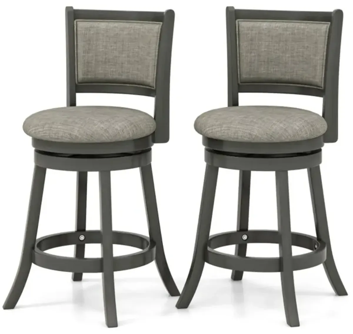 Hivvago Swivel Bar Stools Set of 2 with Soft-padded Back and Seat