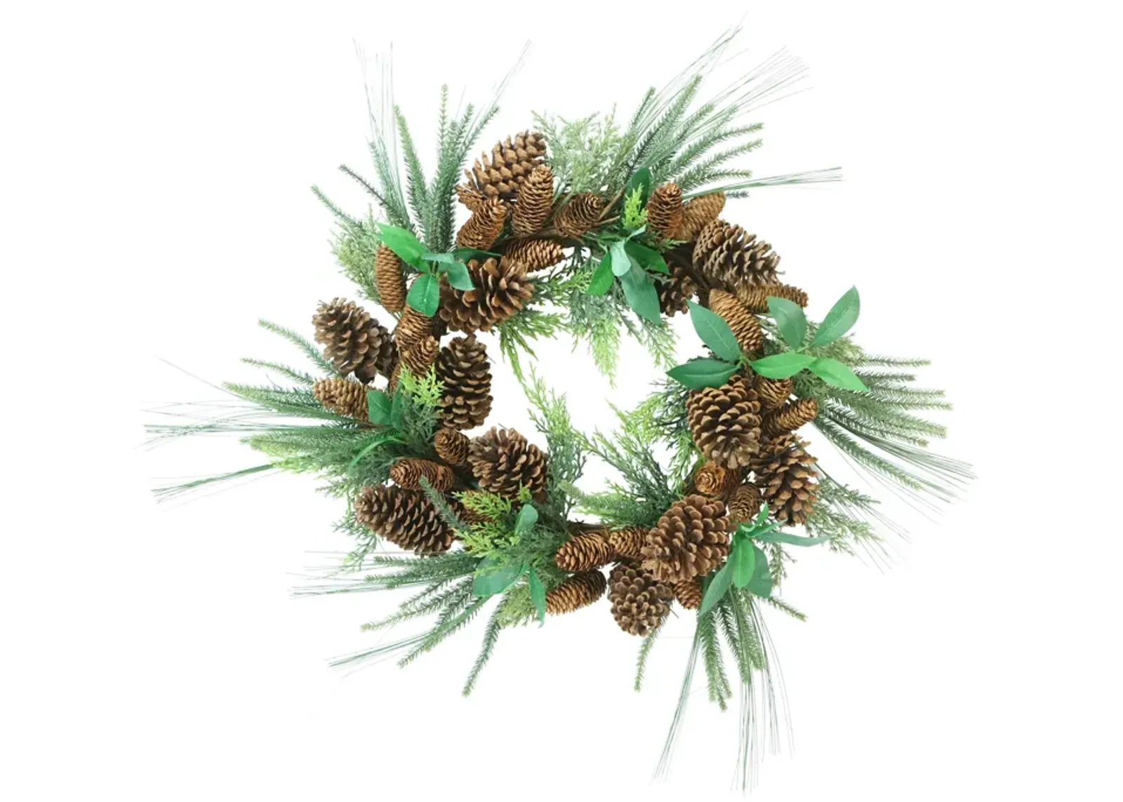 Green Foilage with Mixed Pinecones Artificial Christmas Wreath - 24-Inch  Unlit