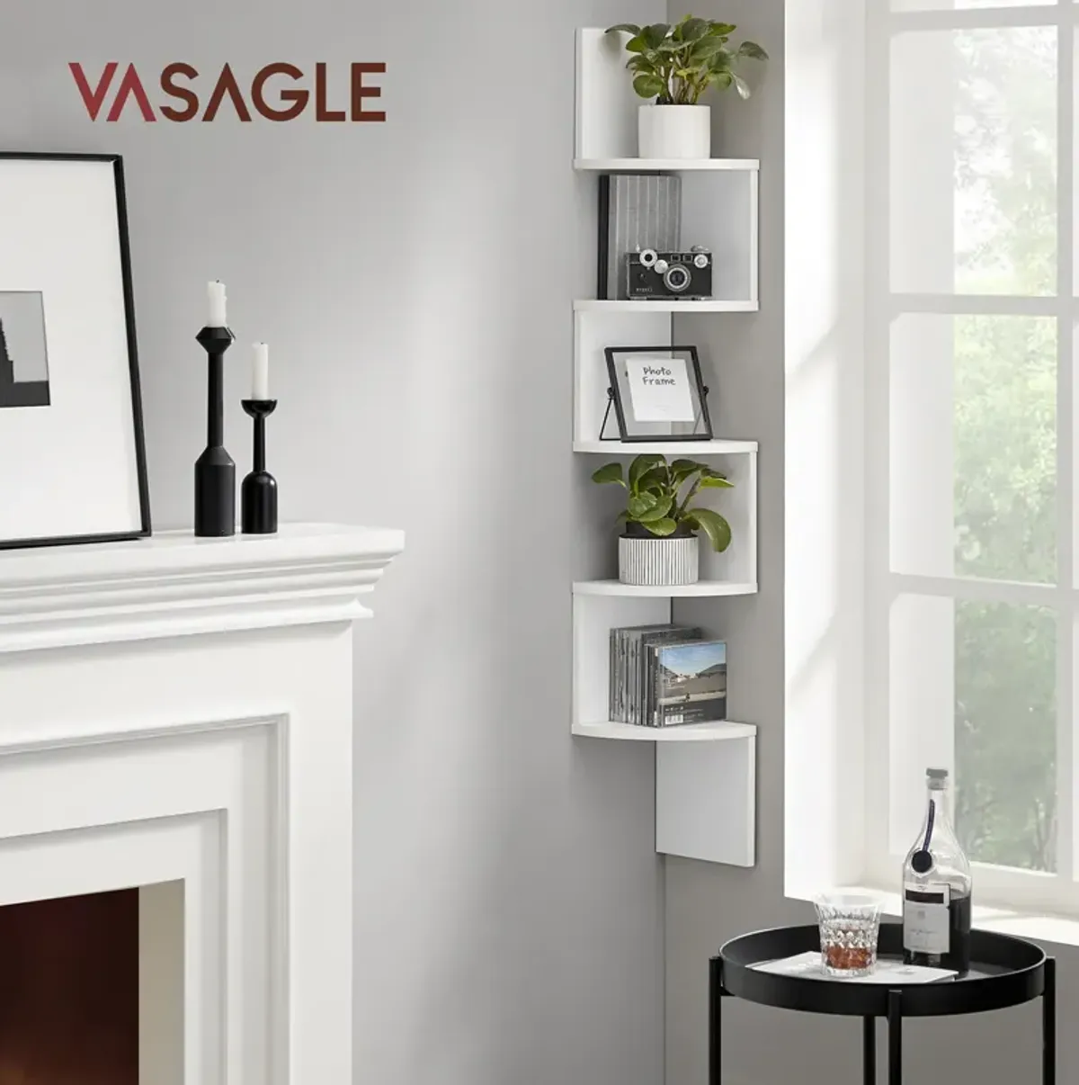 Modern 5-Tier Zigzag Floating Wall Shelf: Stylish Bookshelf for Unique Spaces