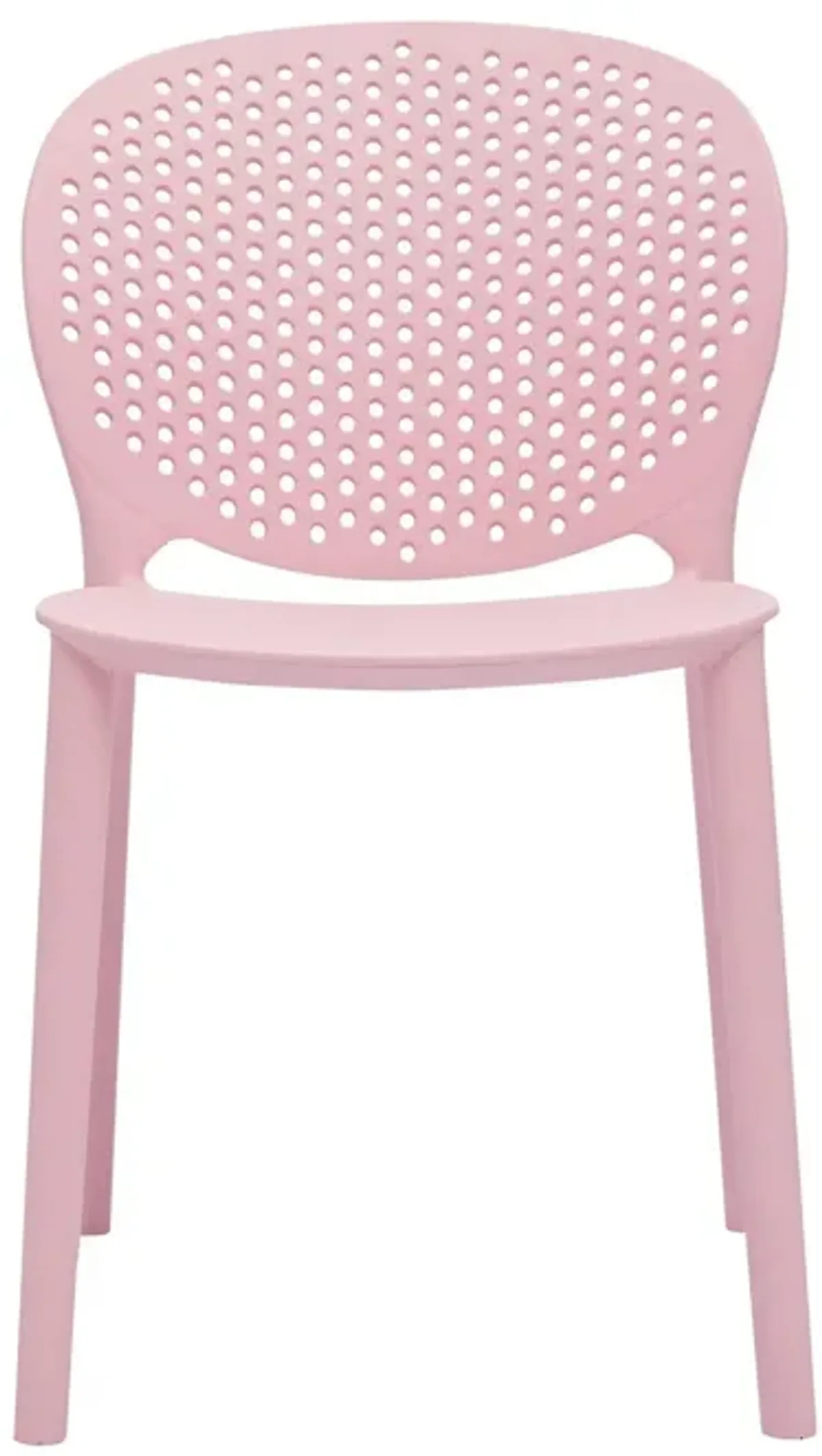 Gyna 14 Inch Kids Side Chair, Round Dotted Backrest, Armless, Pink - Benzara