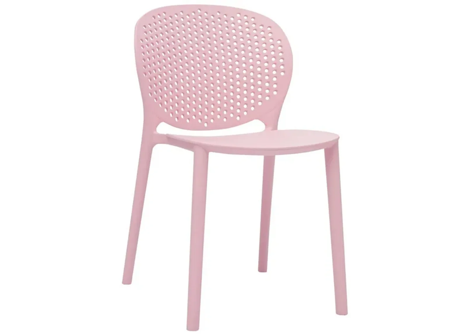 Gyna 14 Inch Kids Side Chair, Round Dotted Backrest, Armless, Pink - Benzara