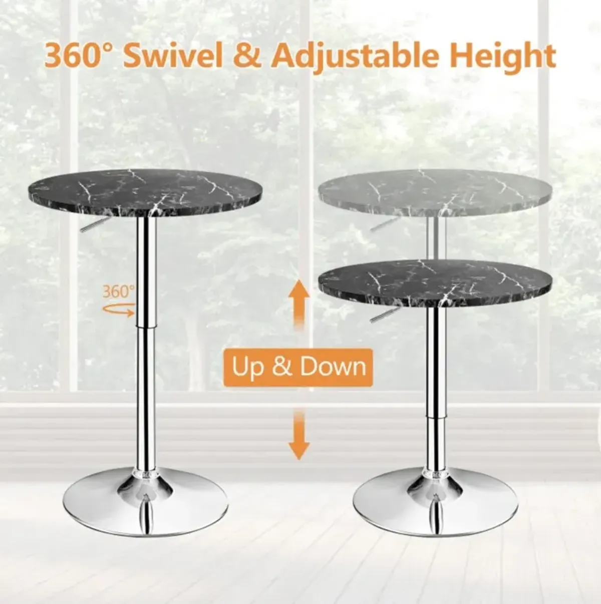 Hivvago 360° Swivel Round Pub Table with Height Adjustable