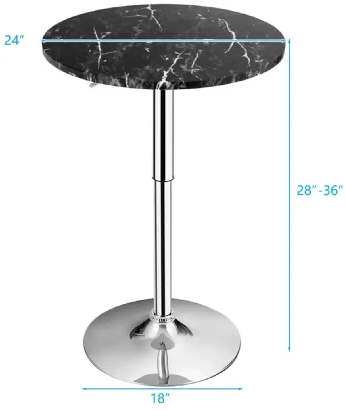 Hivvago 360° Swivel Round Pub Table with Height Adjustable