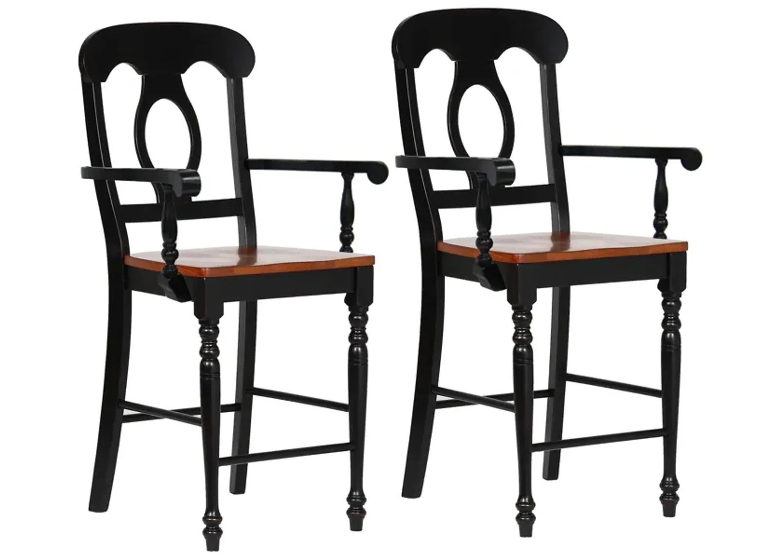 Black Cherry Bravo Selections 42.5 in. Antique Black with Cherry Rub High Back Wood Frame 24 in. Bar Stool (Set of 2)