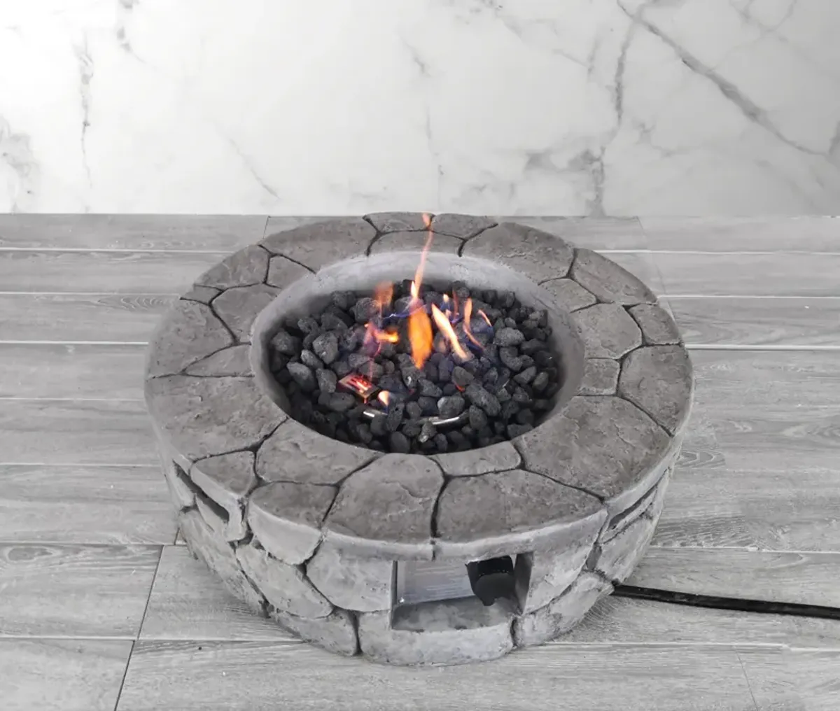 Living Source International 9'' x 28'' Round Fire Pit Stone Gray