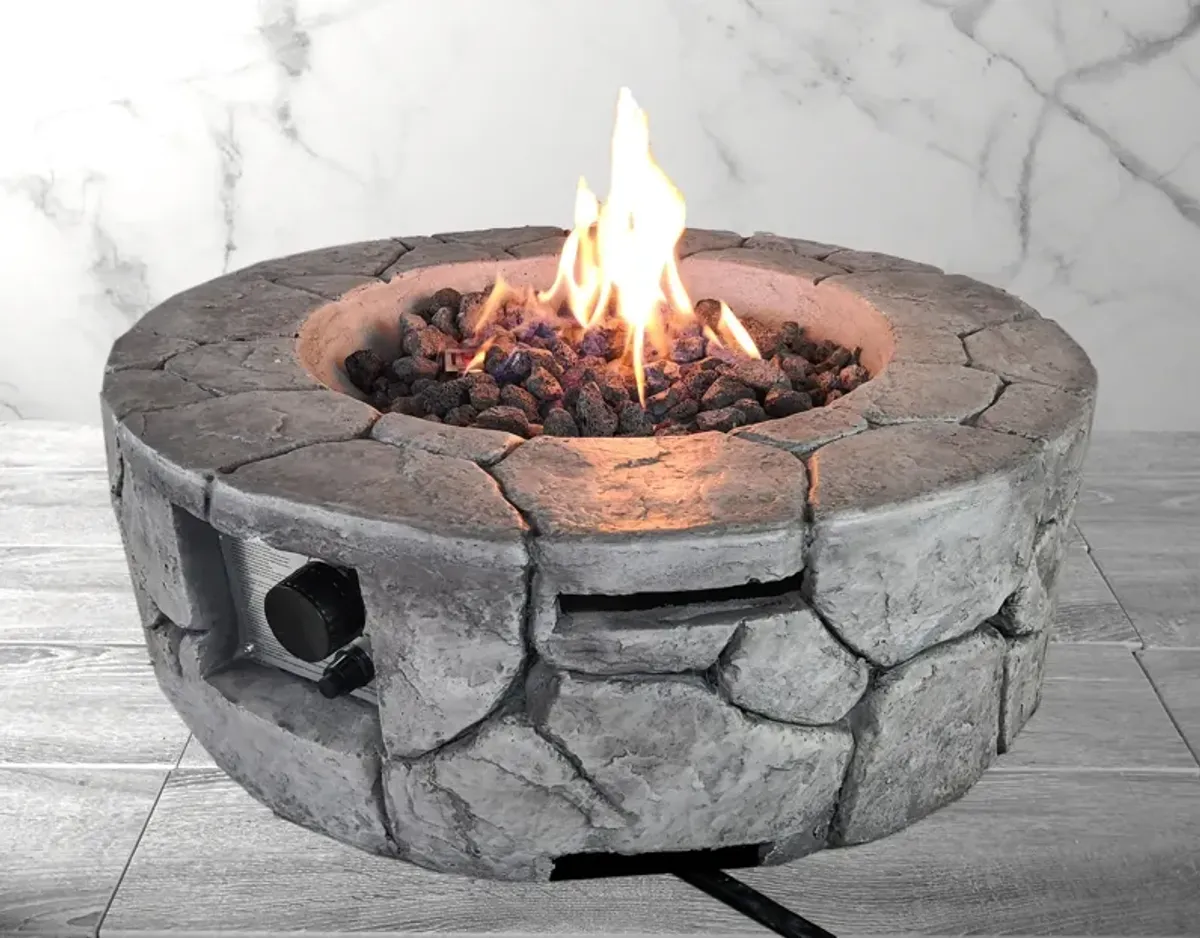 Living Source International 9'' x 28'' Round Fire Pit Stone Gray