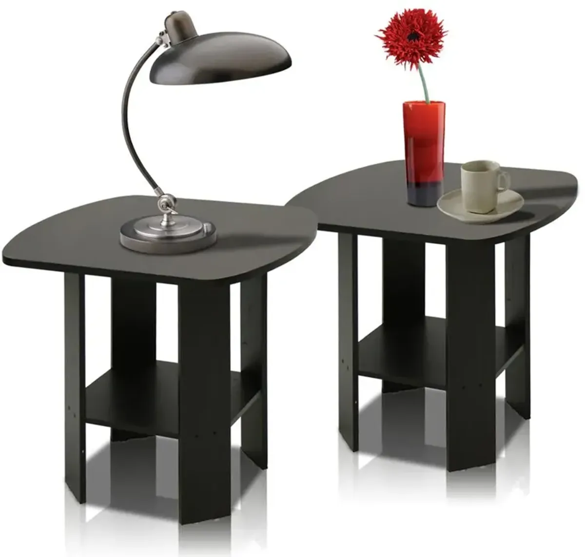 Furinno 2-11180EX Simple Design End Table Set of Two, Espresso