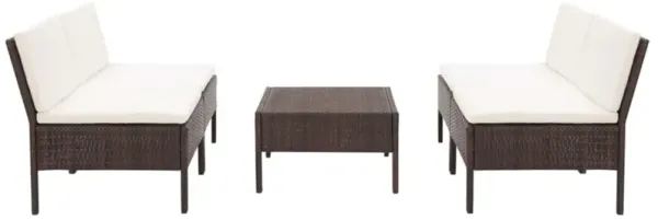 vidaXL 5 Piece Garden Sofa Set with Cushions Poly Rattan Brown
