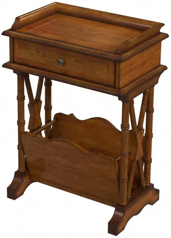 Hivvago 24 Inch Brown Solid and Manufactured Wood End Table With Drawer With Magazine Holder