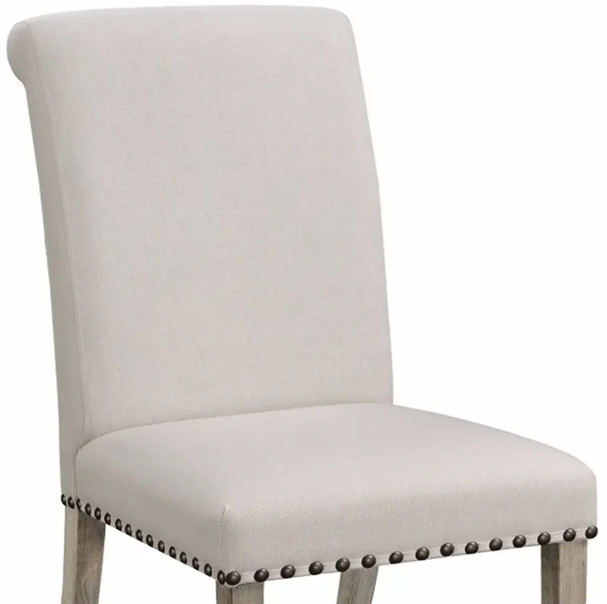 Rolled Back Parson Dining Chair, Beige, Set of 2-Benzara