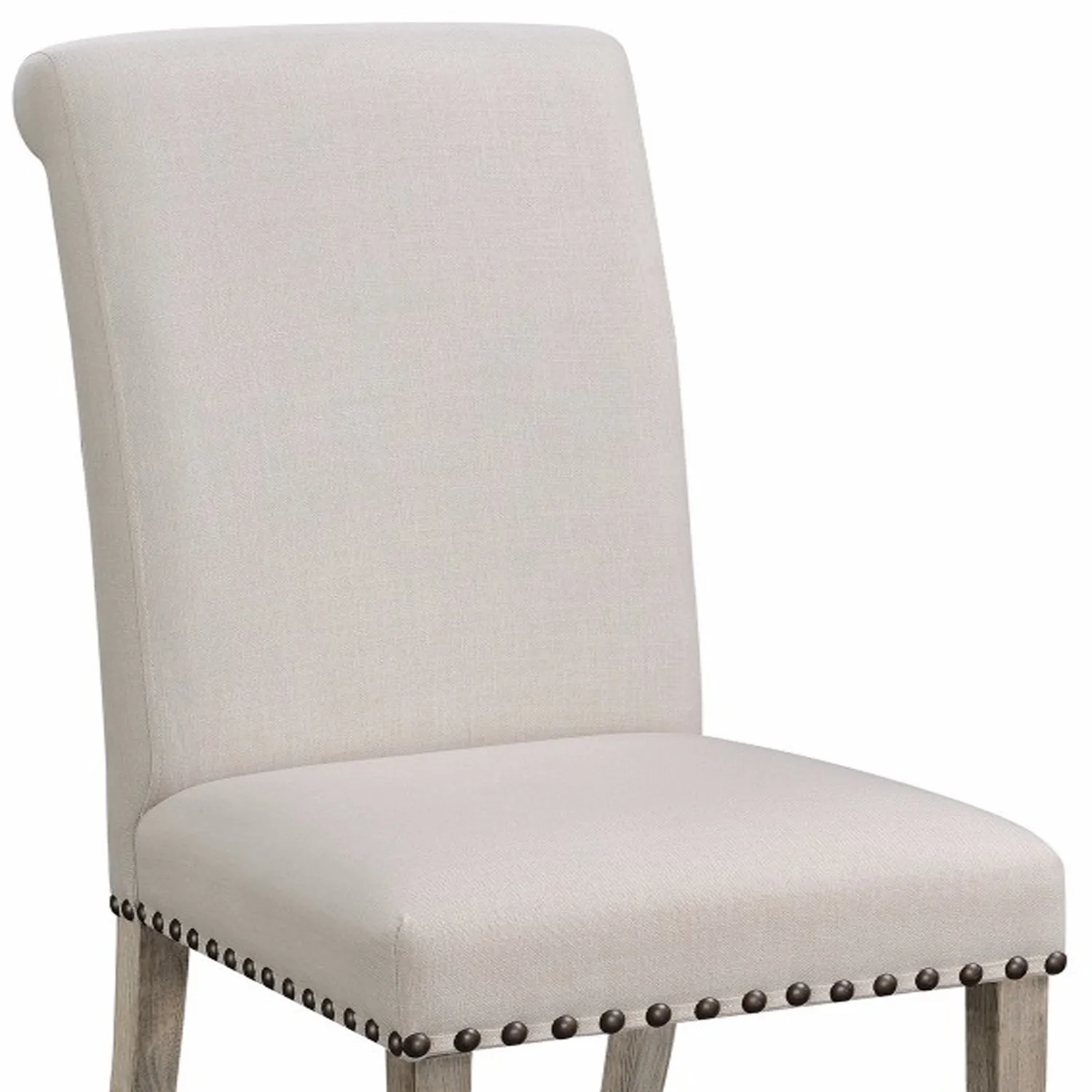 Rolled Back Parson Dining Chair, Beige, Set of 2-Benzara