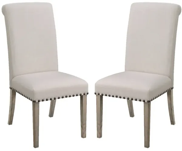 Rolled Back Parson Dining Chair, Beige, Set of 2-Benzara