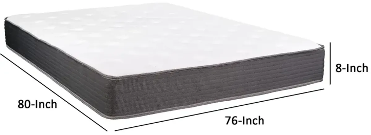 Cari 8 Inch Hybrid King Size Mattress, Cool Gel Memory Foam, Pocket Coil - Benzara