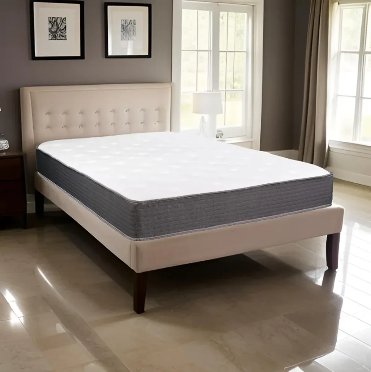 Cari 8 Inch Hybrid King Size Mattress, Cool Gel Memory Foam, Pocket Coil - Benzara