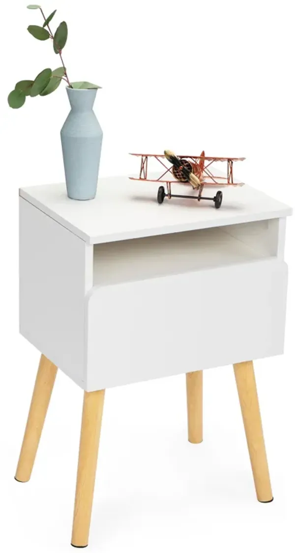 Jaxpety Simple Single Drawer Nightstand Single Fitted White