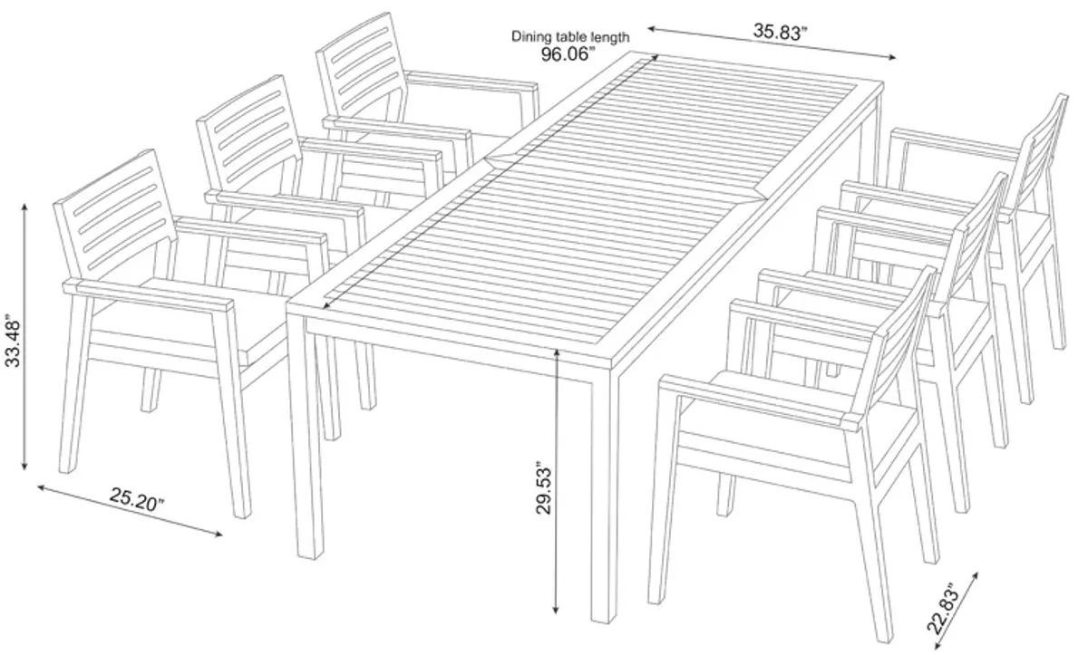 Rhodes 6 Seater Dining Set with 96 in. Table - Aluminum