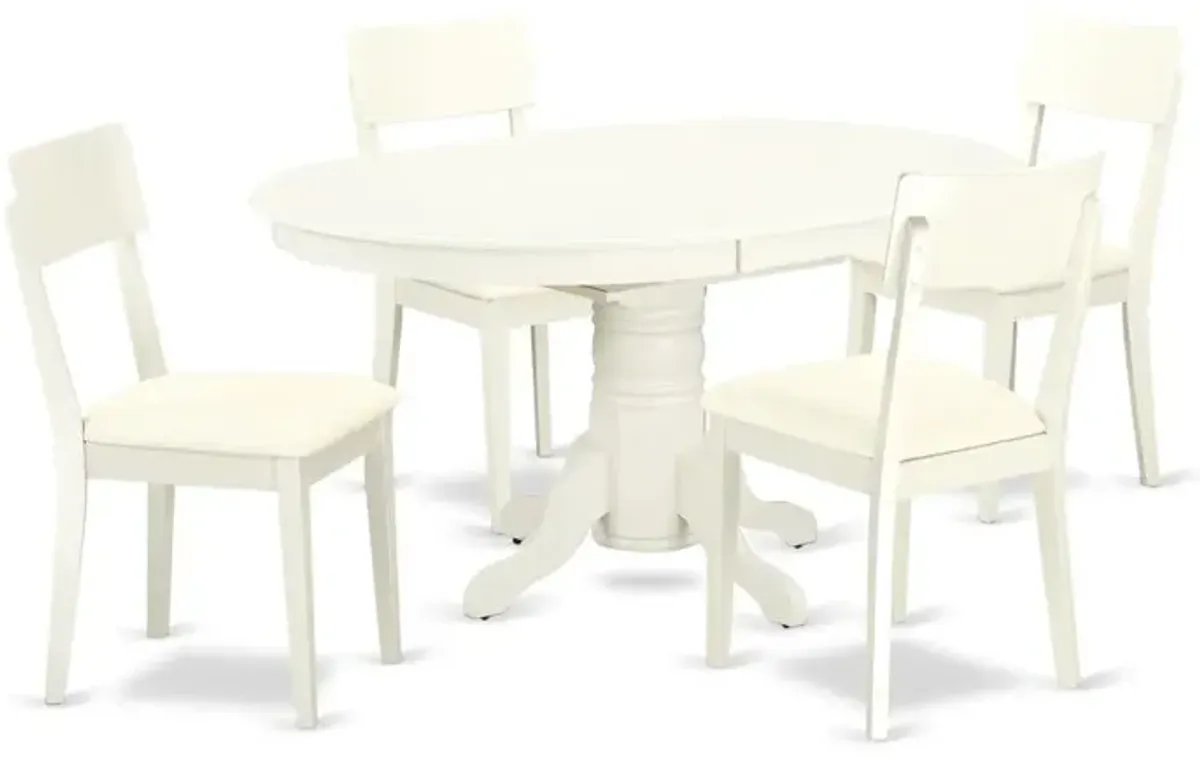 Dining Room Set Linen White, AVAD5-LWH-LC