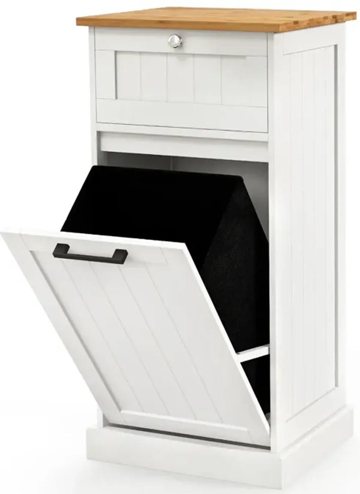 Freestanding Tilt Out Laundry Cabinet with Basket-White