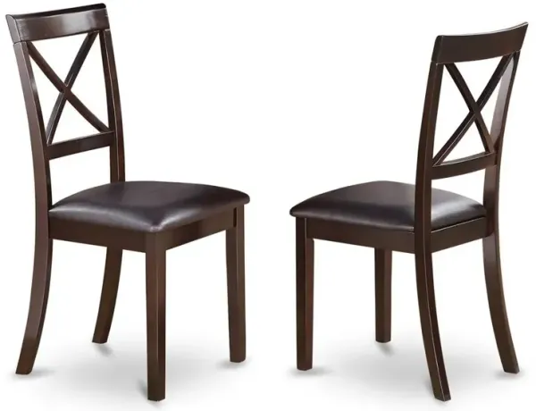 Boston X-Back Chair for dining room with Faux Leather Upholstered Seat, Set of 2