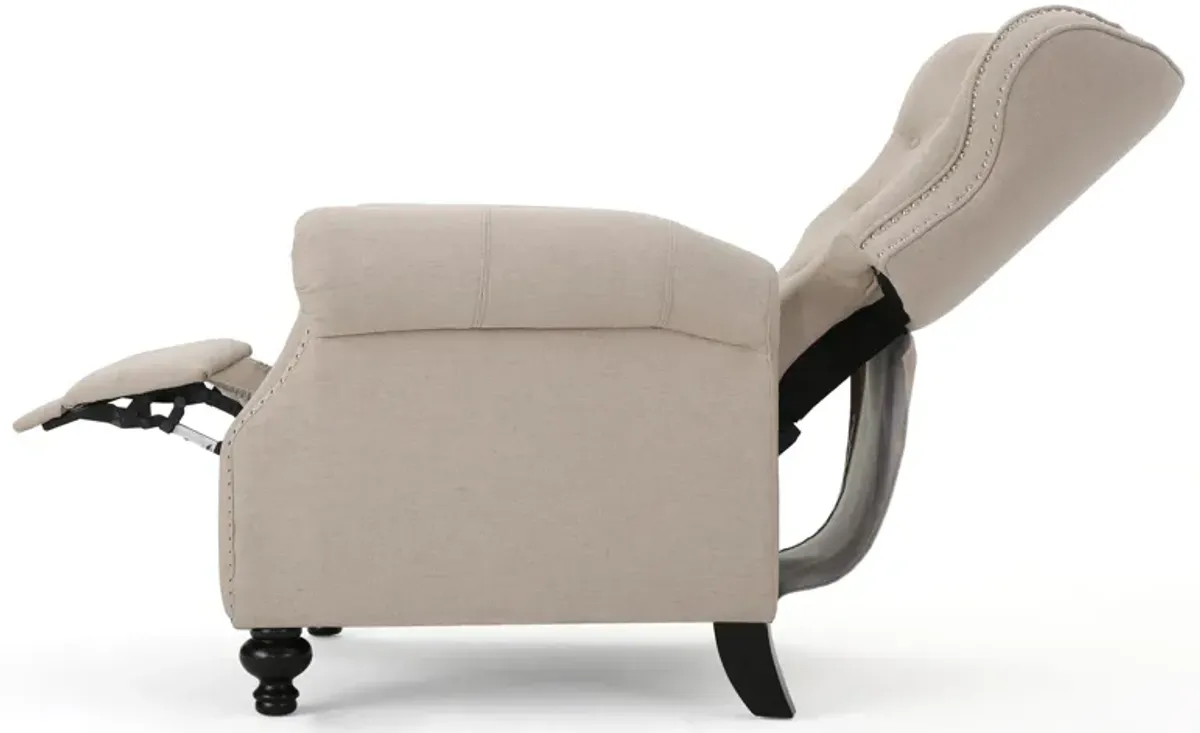 Luxurious Contemporary Button-Tufted Recliner with Nailheads and Pushback Mechanism