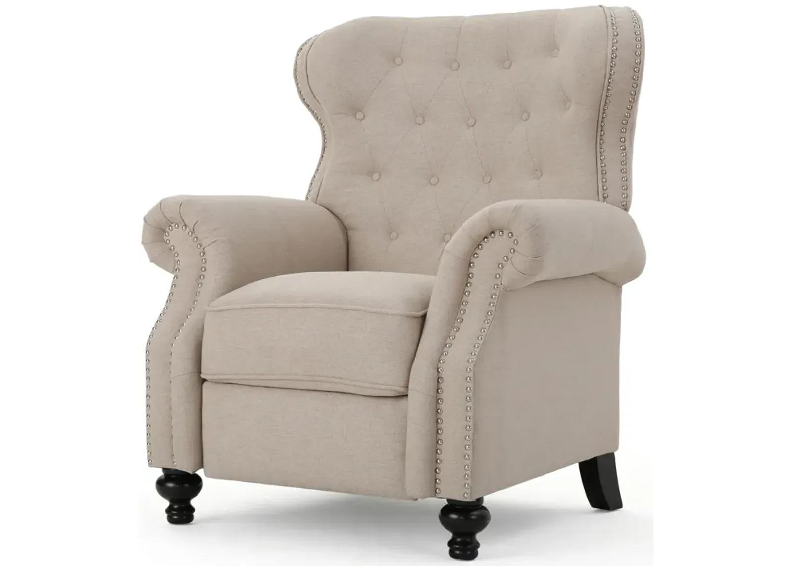 Luxurious Contemporary Button-Tufted Recliner with Nailheads and Pushback Mechanism