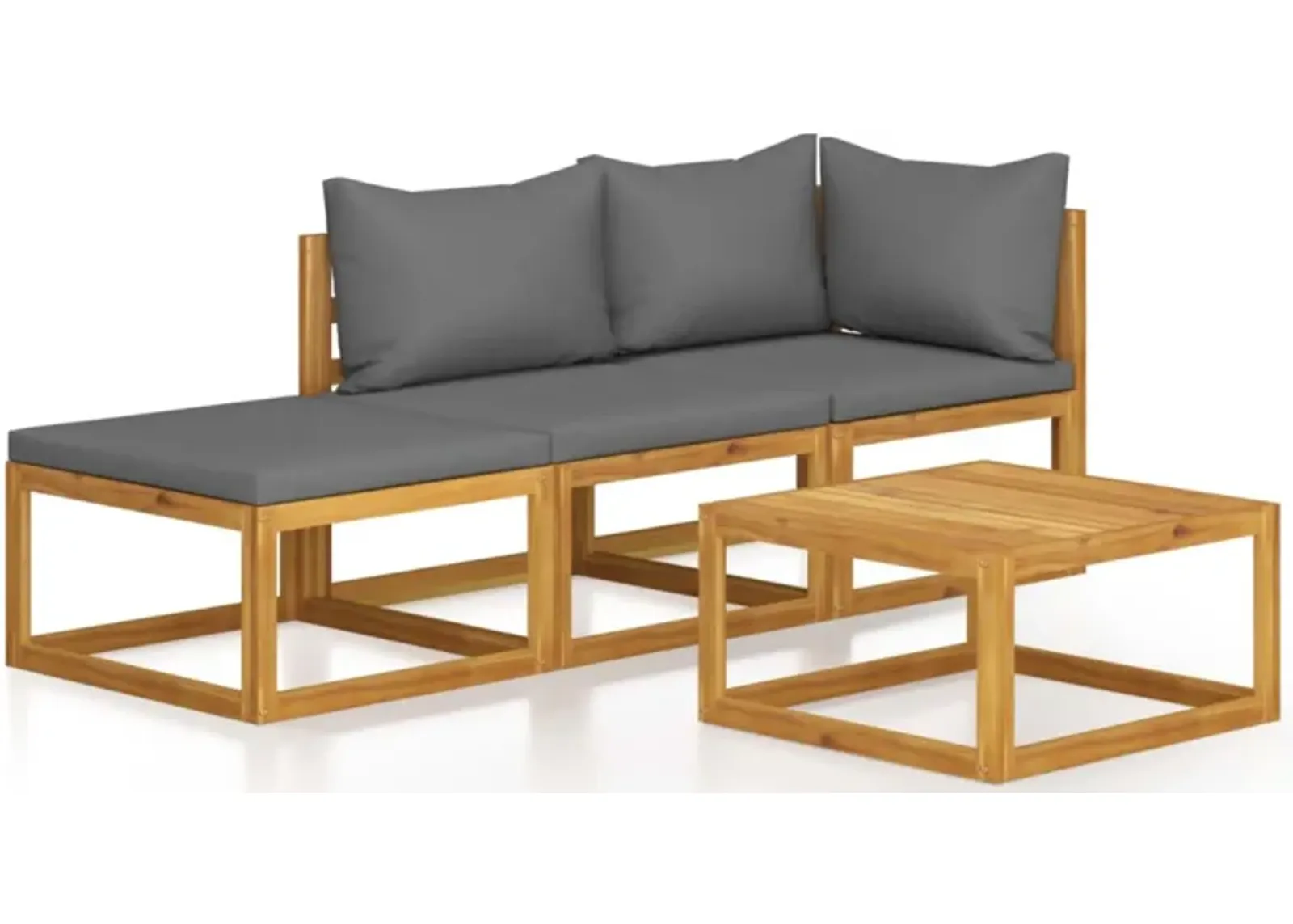 vidaXL 4 Piece Garden Lounge Set with Cushion Solid Acacia Wood