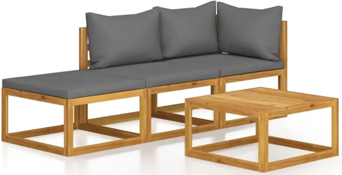 vidaXL 4 Piece Garden Lounge Set with Cushion Solid Acacia Wood