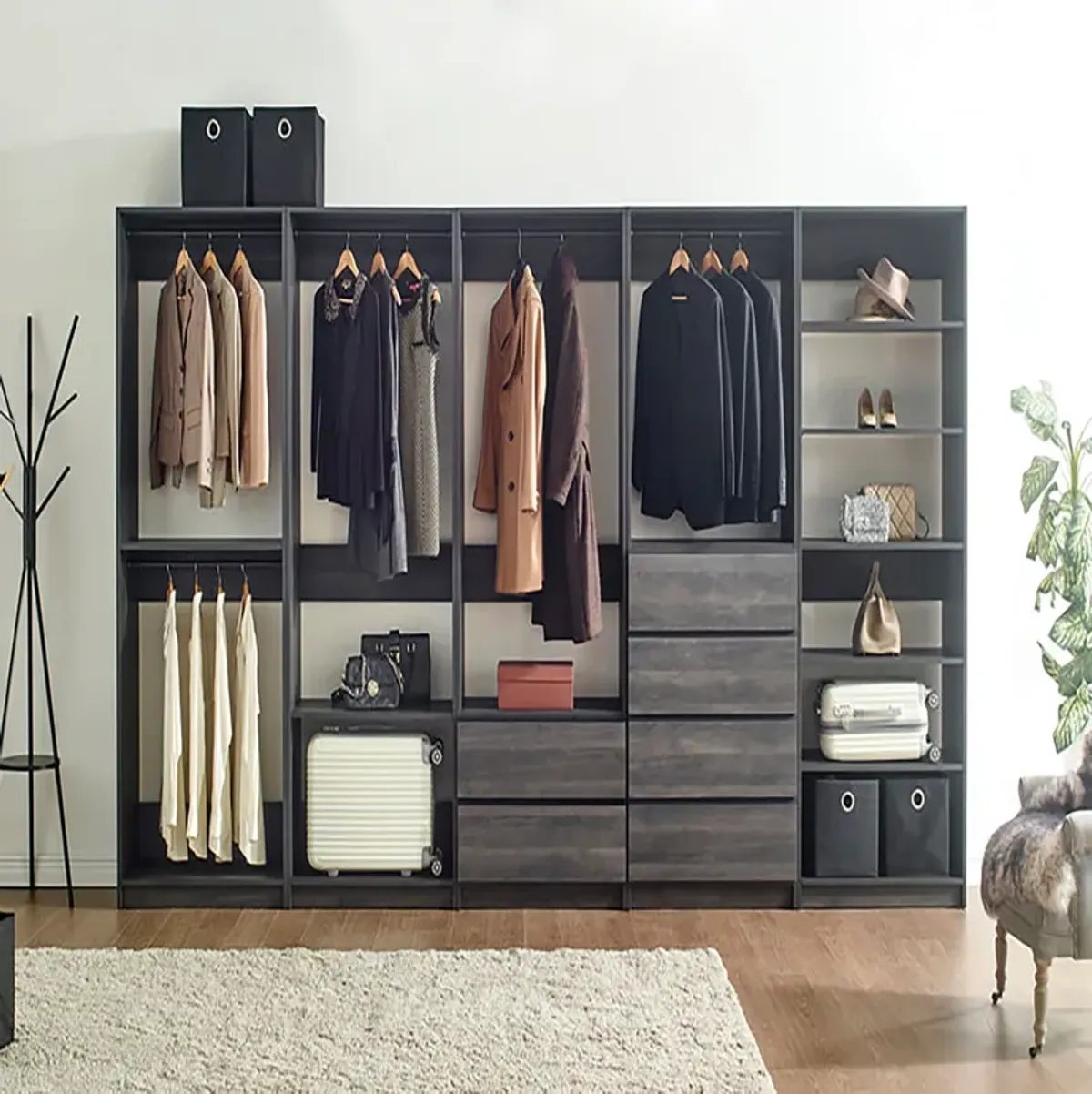 Prosper Gray Freestanding Walk in Wood Closet System