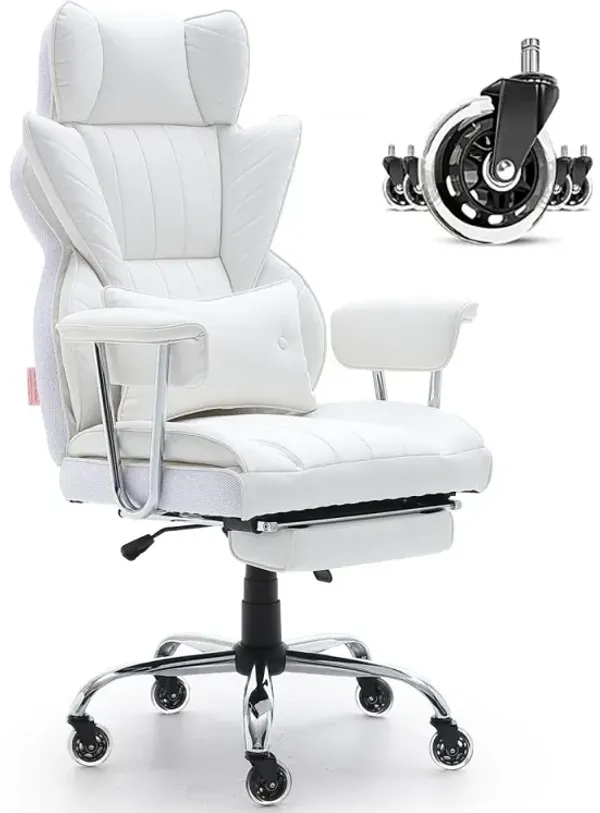 Heavy Duty Executive Office Chair with Footrest Wide Seat and Lumbar Support