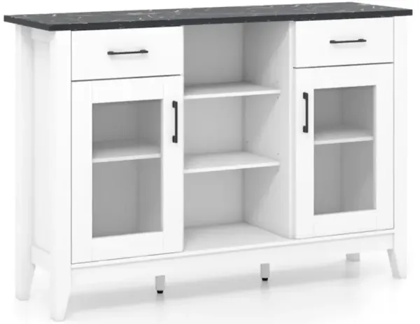 Hivvago Sideboard Buffet Cabinet with 2 Drawers and 4 Adjustable Shelves