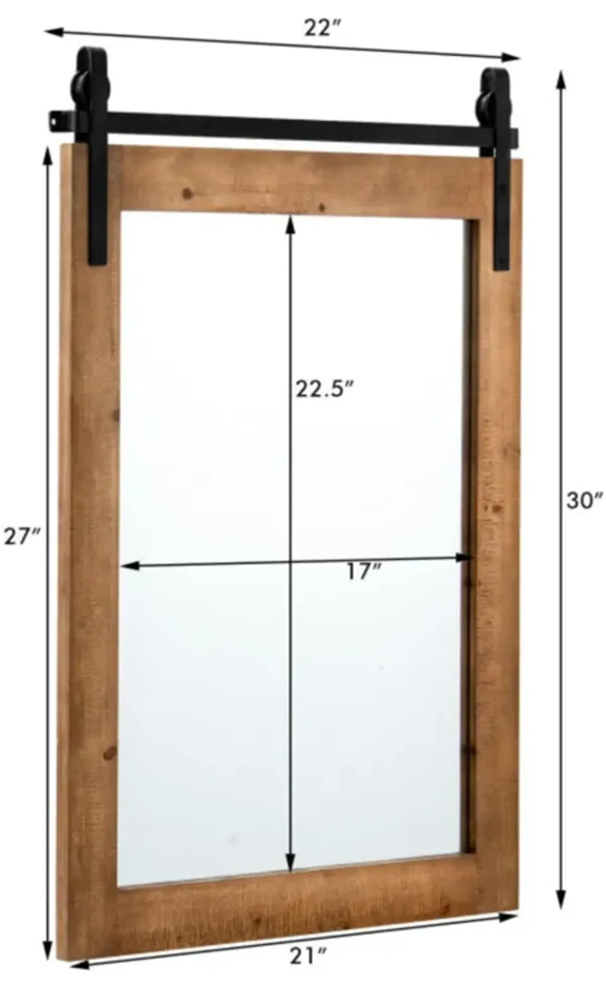 Hivvago 30 x 22 Inch Wall Mount Mirror with Wood Frame