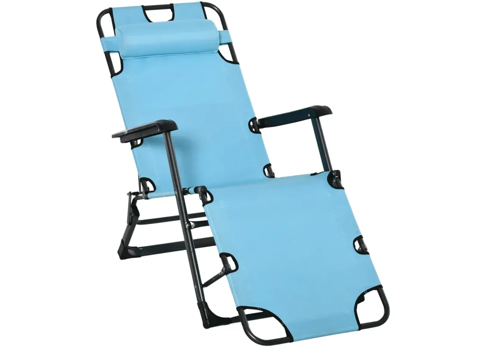 Blue Patio Recliner: 2-in-1 Folding Lounger with 120°/180° Positions