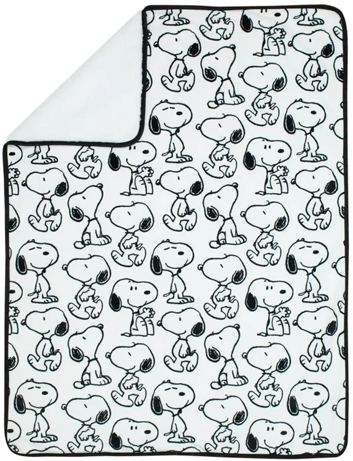 Lambs & Ivy Classic Snoopy Minky and Faux Shearling Baby Blanket - White/Black