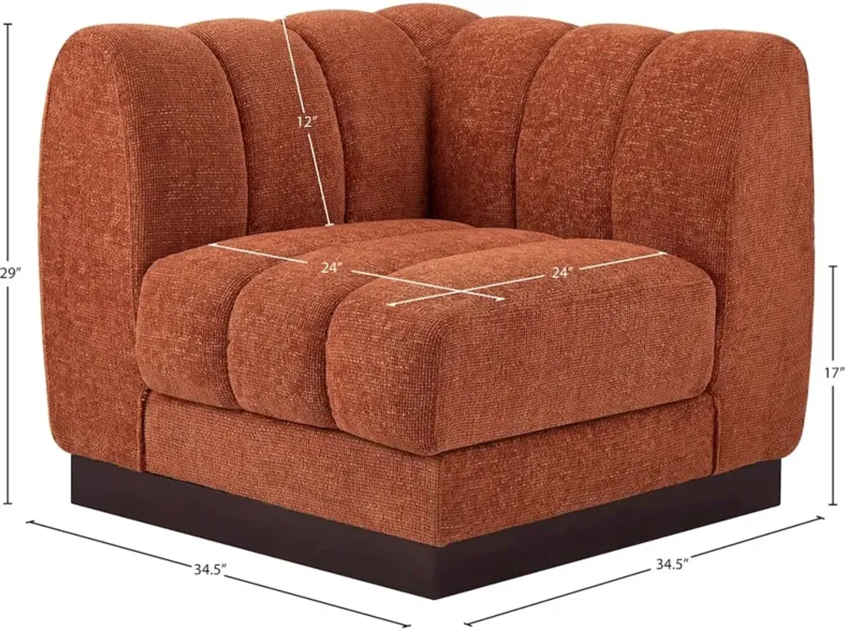 Meridian Furniture Quinn Cognac Chenille Fabric Corner Chair