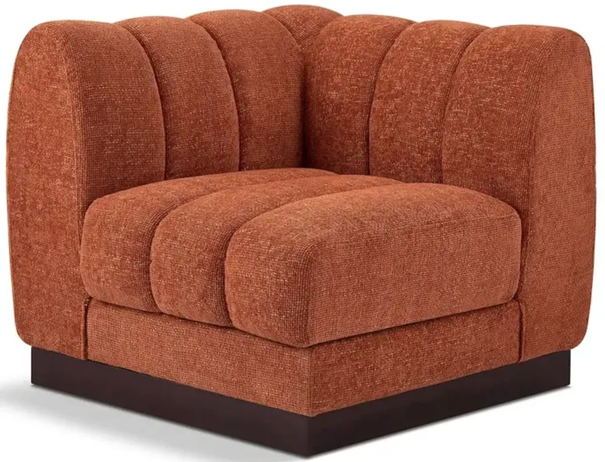Meridian Furniture Quinn Cognac Chenille Fabric Corner Chair