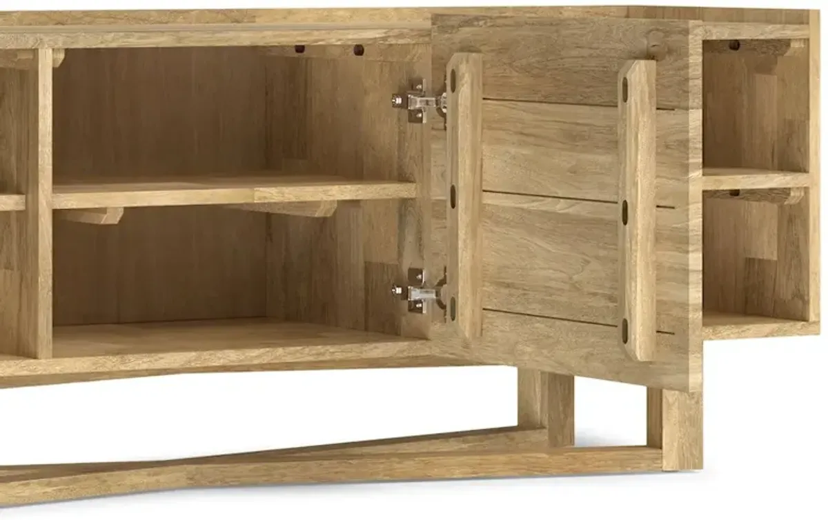 Simpli Home Harrow Solid Mango Wood Tv Media Stand In Natural For Tvs Up To 65 Inches