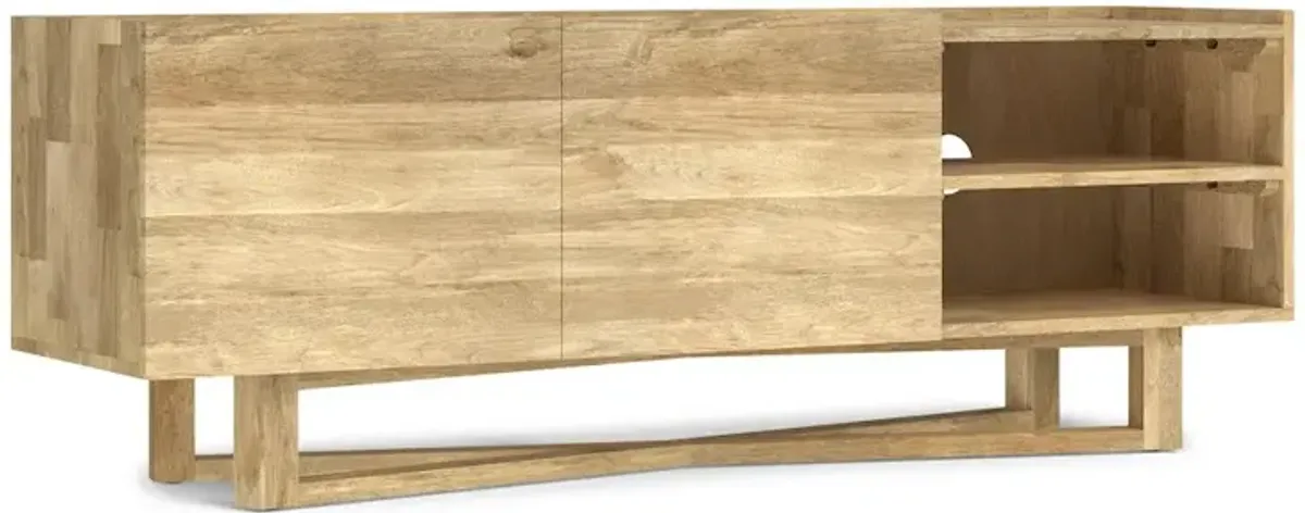 Simpli Home Harrow Solid Mango Wood Tv Media Stand In Natural For Tvs Up To 65 Inches