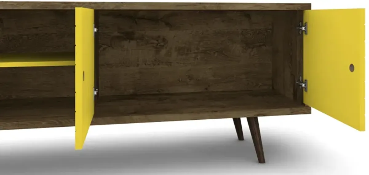 Liberty Large TV Stand in White and Yellow