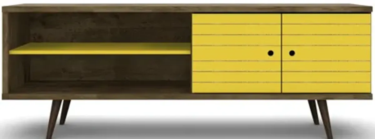Liberty Large TV Stand in White and Yellow