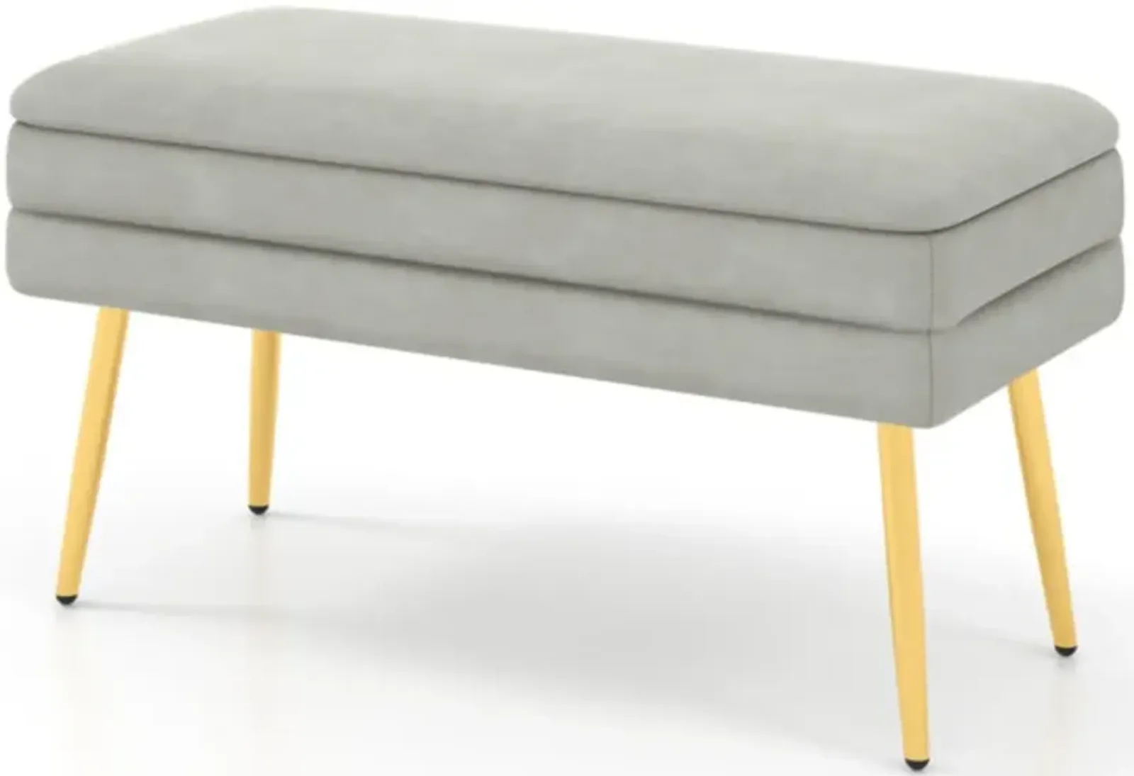 Hivvago Velvet Upholstered Storage Bench with Removable Top