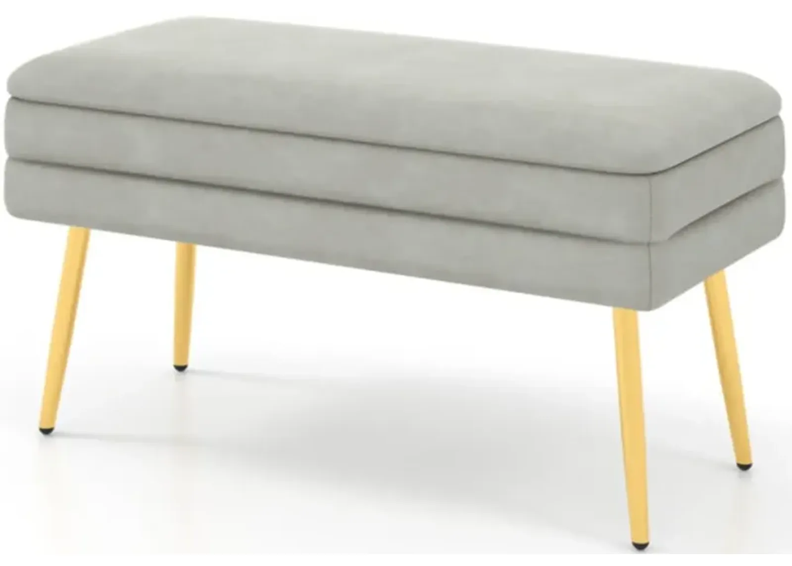 Hivvago Velvet Upholstered Storage Bench with Removable Top